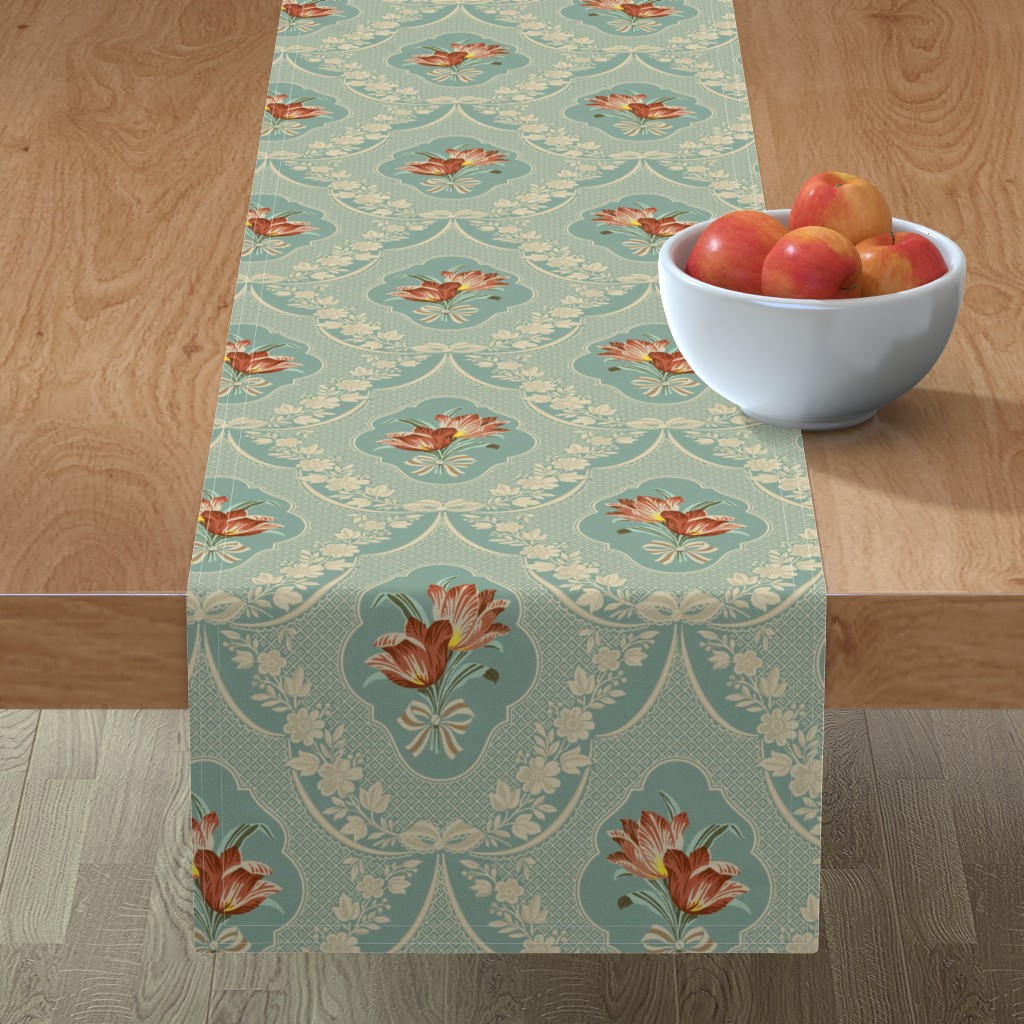 Table Runner Vintage Floral Baroque Victorian Lace Rococo Damask Cotton