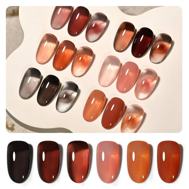 Set de esmaltes de uñas GAOY Jelly Gel, 6 colores, 6.5 ml, UV LED, seco