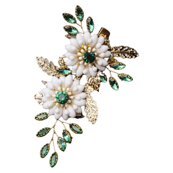 KAJNBN 1Pcs Wedding Hair Clips for Women with Flower Design in Light Green