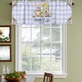 thumbnail image 3 of 2 Pack Valances for Window, Easter Short Curtains for Kitchen Bedroom Living Room, Watercolor Gnomes Eggs Daisy Flower Light Purple Plaid Rod Pocket Small Window Treatment Valance Drapes 42 x 18 Inch, 3 of 8
