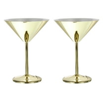 Uxcell Stainless Steel Martini Cocktail Glasses, 2Pack 180ml/6 OZ Unbreakable Martini Glasses, Red Wine Glass，Gold