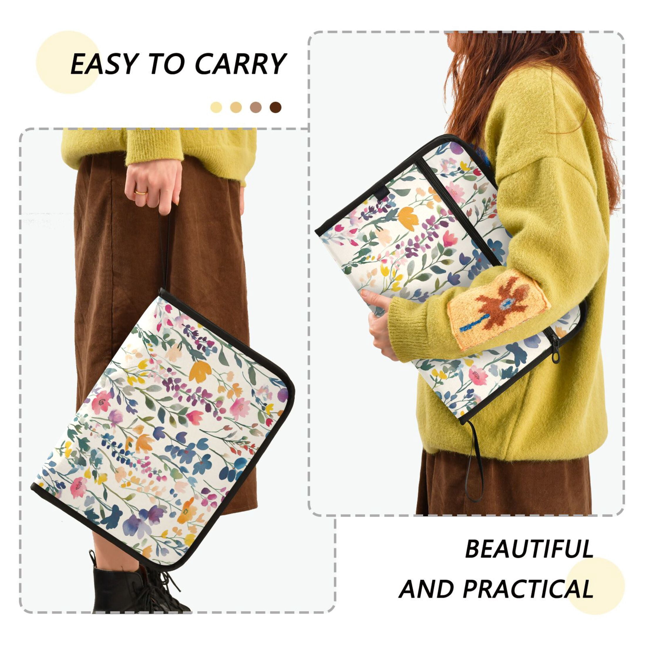 WOBOGO Colorful Abstract Flower Expanding File Folder Letter Size Accordion Filing Organizer 13 Pocket Separate Organ Pocket