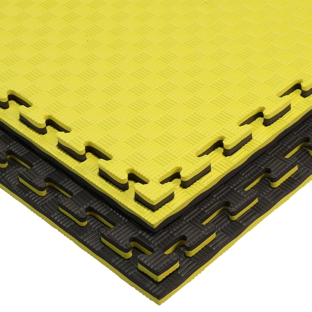 Piso Tatami Bicolor amarillo negro 2 grosor Fire Sports Seuela de eva/puzzle/amarillo