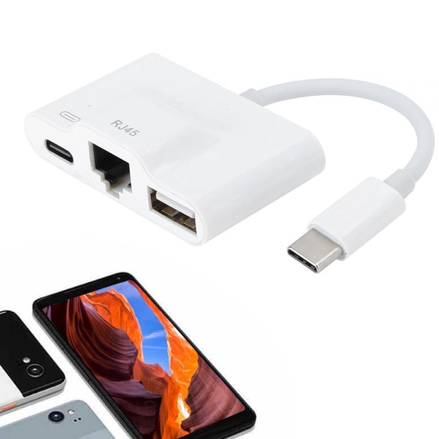 Hub USB tipo C Adaptadores Ethernet convertidor de concentrador USB de tarjeta de red con cable externo recargable por USB ANGGREK Otros