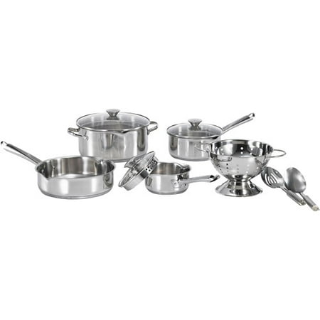 Multi Compact Cookset - WearEver Cook and Strain 10-Piece Stainless Steel Cookware Set