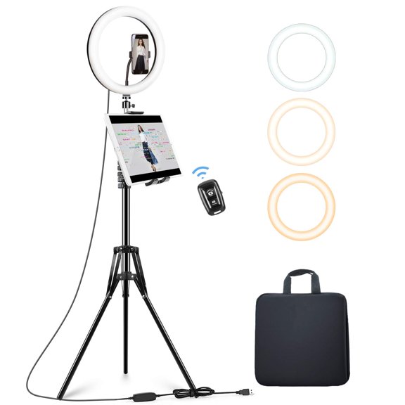 Ring Light Elitehood de 12 pulgadas con soporte para trípode y soporte para iPad/teléfono