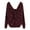 Wine, variant on Women's Casual V Neck Crisscross Back Sweaters Fall Trendy Long Sleeve Loose Knitted Pullover Sweater Jumper Tops with Pearls