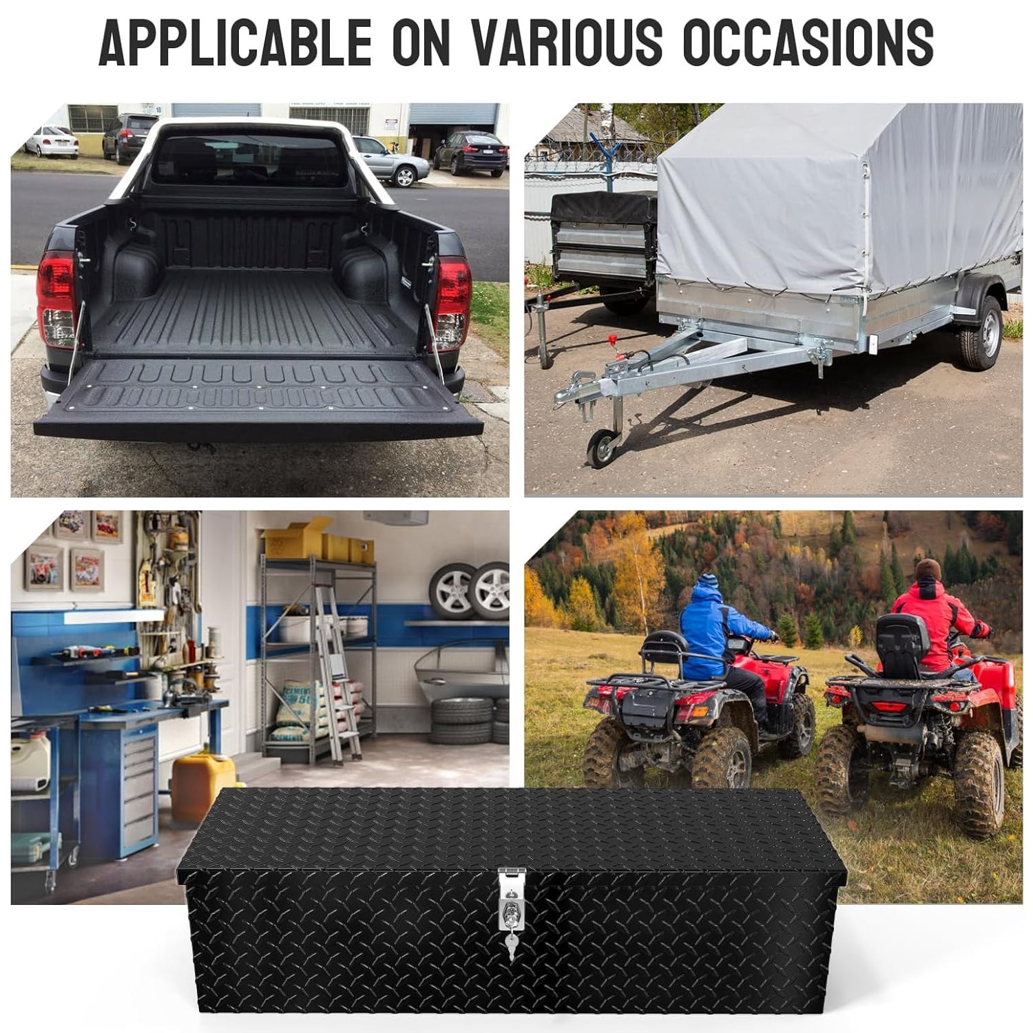 Ktaxon 39" Truck Bed Tool Box, Aluminum Tool Storage Organizer Chest, Diamond Plate Trailer Tool Box