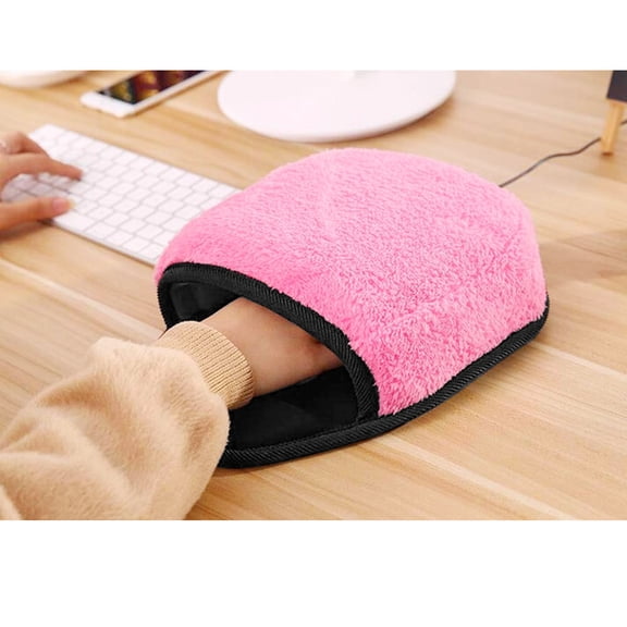 USB Heated Mouse Pad Mouse Hand Warmer with Wristguard Warm Winter Pink