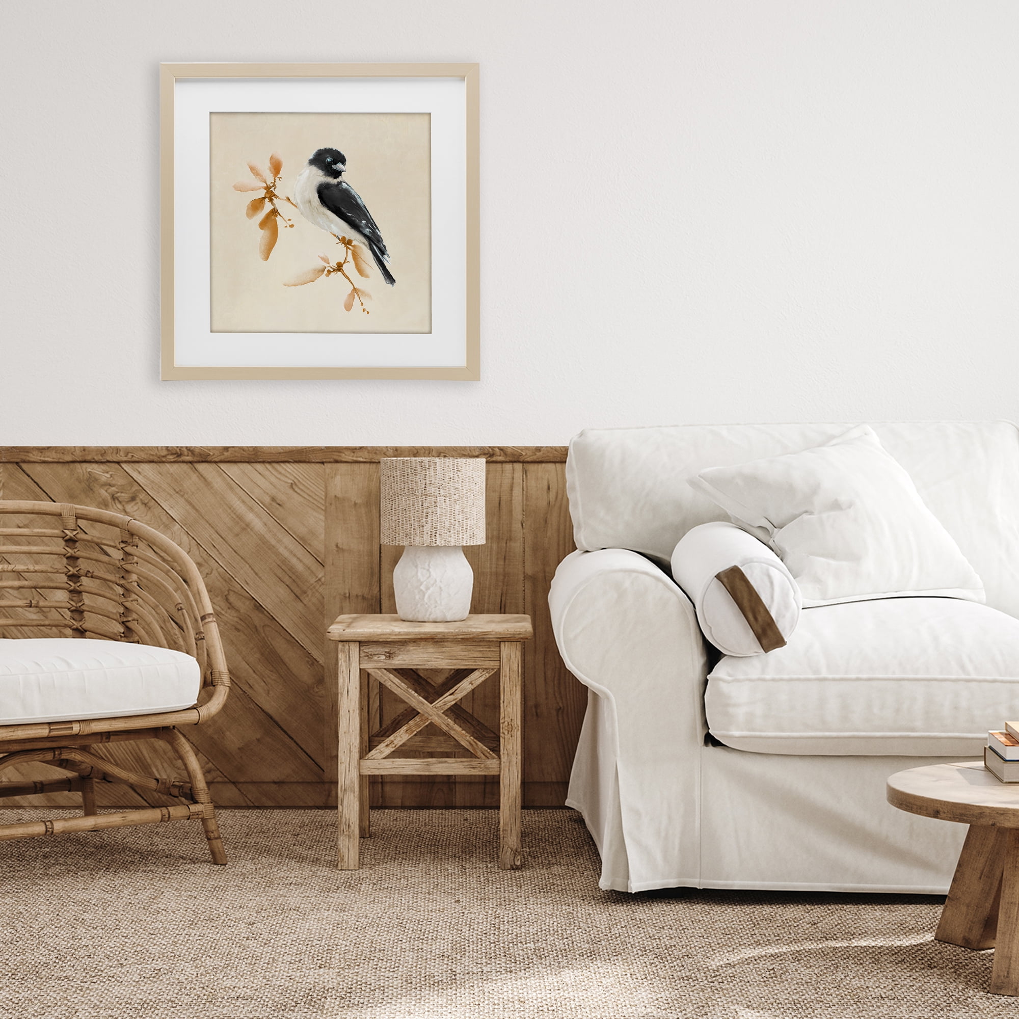 Stupell Industries Subtle Watercolor Chickadee Birch Framed Print Under Glass, design by Diannart