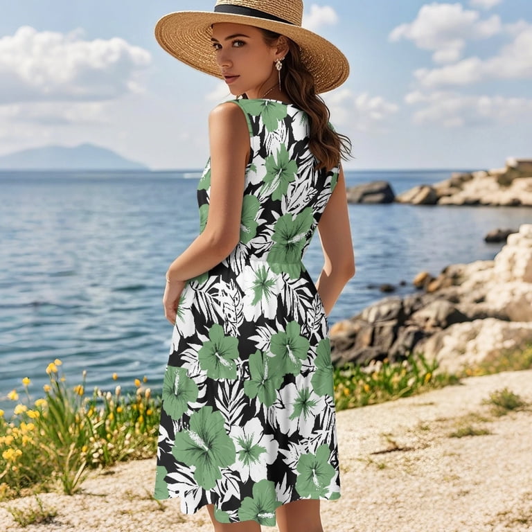 green hibiscus dress Henry Dress - Green Hibiscus Print, AU/UK 12