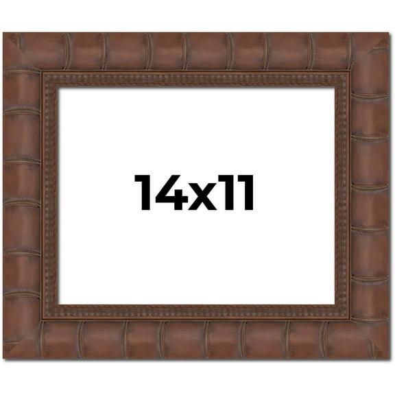 14x11 Bamboo Wood Tone Complete Wood Picture Frame with UV Acrylic, Foam Board Backing, & Hardware