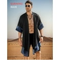 thumbnail image 3 of COOFANDY Men's Cardigan Lightweight Cotton Sweater Kimono Style Cloak Open Front Cape,Black,, 3 of 6