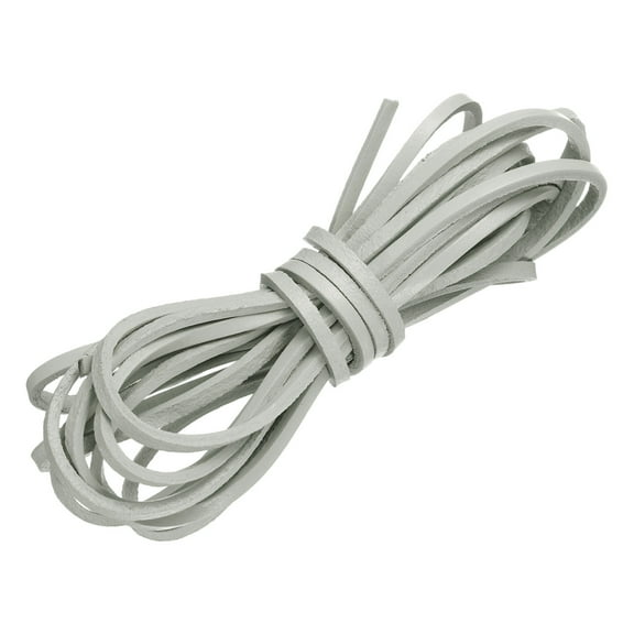 Flat Leather Cord, 3.3 Yard 3mm Leather String Strips for DIY Crafts Grey