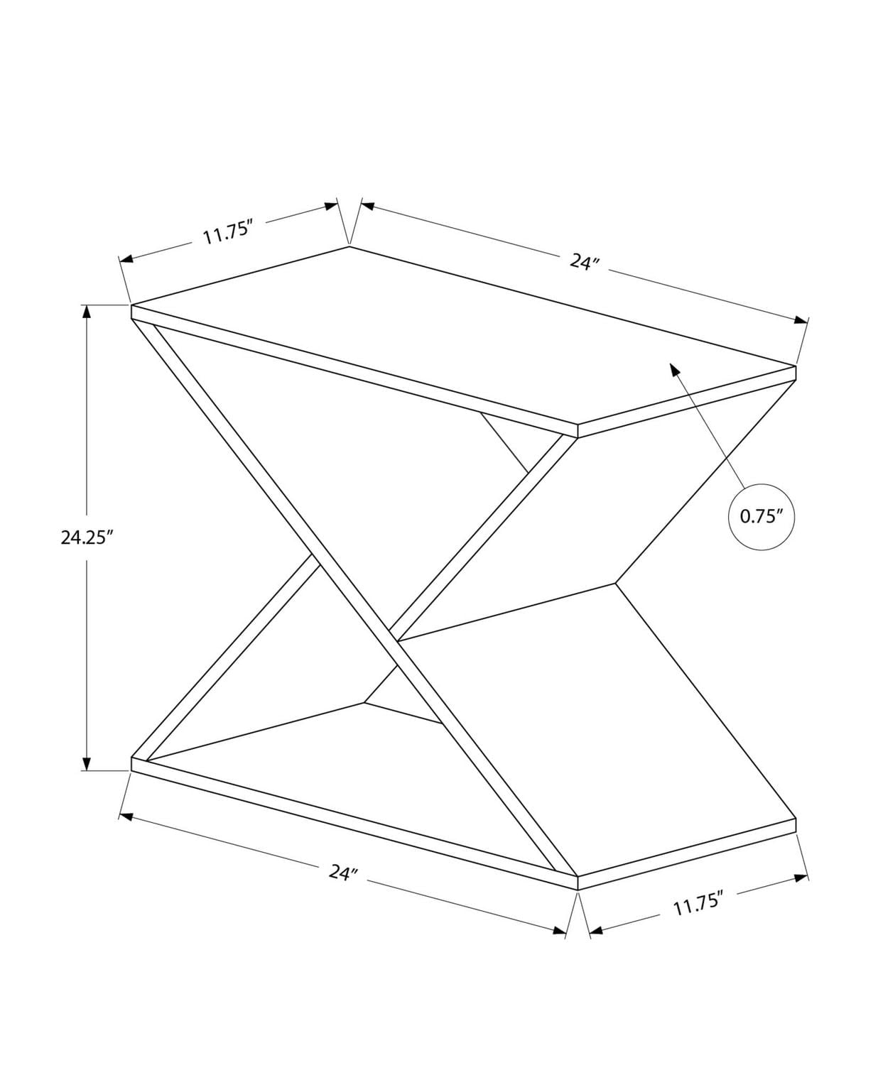 Monarch Specialties Accent Table, Side, End, Nightstand, Narrow, Small, Bedroom, Living Room, Lamp, Brown Veneer, Contemporary