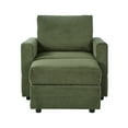 thumbnail image 6 of New Classic Corduroy Chaise Lounge, Comfy Sofa Chaise Couch Chair, Upholstered Accent Chair with Ottoman for Living Room - Green, 6 of 8