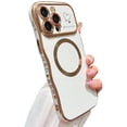 thumbnail image 1 of Zonrw Para Iphone 13 Pro Max Funda Magnética Para Mujeres Y Niñas, Marco De Onda Suave Y Lindo, Forma Rizada, Corazón De Amor, Funda De Teléfono Con Revestimiento De Lujo, Compatible Con Magsafe A Pru, 1 of 5