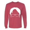 thumbnail image 2 of Wild Bobby, Office Dwight Glasses Face Silhouette Funny Schrute, Pop Culture, Men Long Sleeve Shirt, Vintage Heather Red, X-Large, 2 of 4
