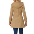 thumbnail image 3 of INSPIRE CHIC Hooded Toggle Button Up Duffle Coat for Women's Winter Outwear S Khaki, 3 of 6