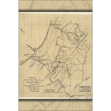 24"x36" Gallery Poster, Map of Preston & Wilson iron lands virginia 1883