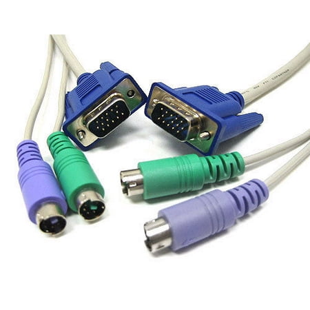 Usb Ps2 Cordless Desktop - 6 ft KVM PS/2 Switch Cable Male to Male 6' Foot M-M PS2 for Keyboard/Video/Mouse
