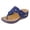 Blue, variant on Womens Wedge Sandals Leather Dressy Flip Flops Wide Width Rubber Sole Comfortable Walking Casual Slip on Summer Slides Shoes Khaki Size 6.5
