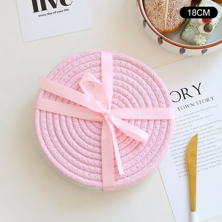 

Coasters Set Insulation Mat Water-Absorbing Round Plate Mat Set of 4 with Ribbon