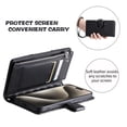 thumbnail image 5 of For Google Pixel 10 Pro XL Wallet Case Grid Texture Magnetic Flip Cover 9-Card Slots Zipper Pocket With Detachable Shoulder Strap And Wrist Strap,Black,For Pixel 10 Pro XL, 5 of 11