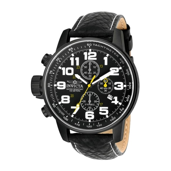 Invicta Men's 3332 Black Leather Japanese Chronograph Sport Watch