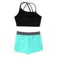 thumbnail image 4 of LiiYii Kids Girls Ballet Jazz Dance Costume Crop Top with Shorts Pantskirt 2 Piece Gymnastic Outfit Geometric Black 6, 4 of 5