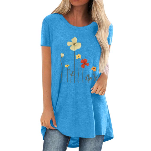 Pompotops Chemises Mode Décontractée pour Femmes Manches Courtes Tee-Shirt Ample Tunique Blouse