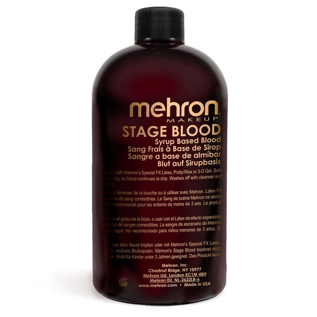 Maquillaje Fake Blood Mehron Stage Blood, comestible, 473 ml, venoso oscuro