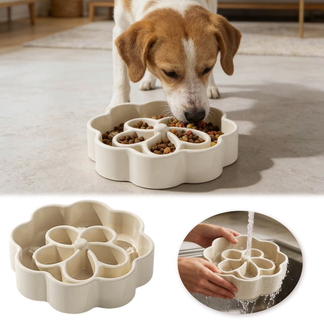 Ceramic Slow Feeder Bowl Bowl For Medium & Large Multifunctional Cat Bowl For Food And Water & Easy To Clean Feeding Bowl