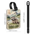 thumbnail image 3 of WIRESTER 2pcs Set PU Leather Luggage Tags Privacy Label Flap for Travel Suitcase Baggage - Watercolor Smiling Raccoon With Meadow Daisies, 3 of 7