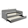 thumbnail image 4 of Home Design Uma Twin Daybed with Linen Upholstery, Button-Tufted Back, Track Arms, and Pull-Out Trundle, Comfortable Seating and Sleeping, Gray, 4 of 5