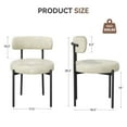 thumbnail image 3 of Hawsaiy Dining Chairs Set of 2, Round Boucle Dining Room Chairs with Curved Backrest & Thick Cushion, Mid-Century Modern Upholstered PU Leather Kitchen Side Chairs with Metal Legs, Beige, 3 of 9