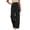 Black, variant on Casual Summer Pants Loose Straight Leg Trousers With Pockets Lace Trim And Pleated Detail Comfortable Flowy Bottoms