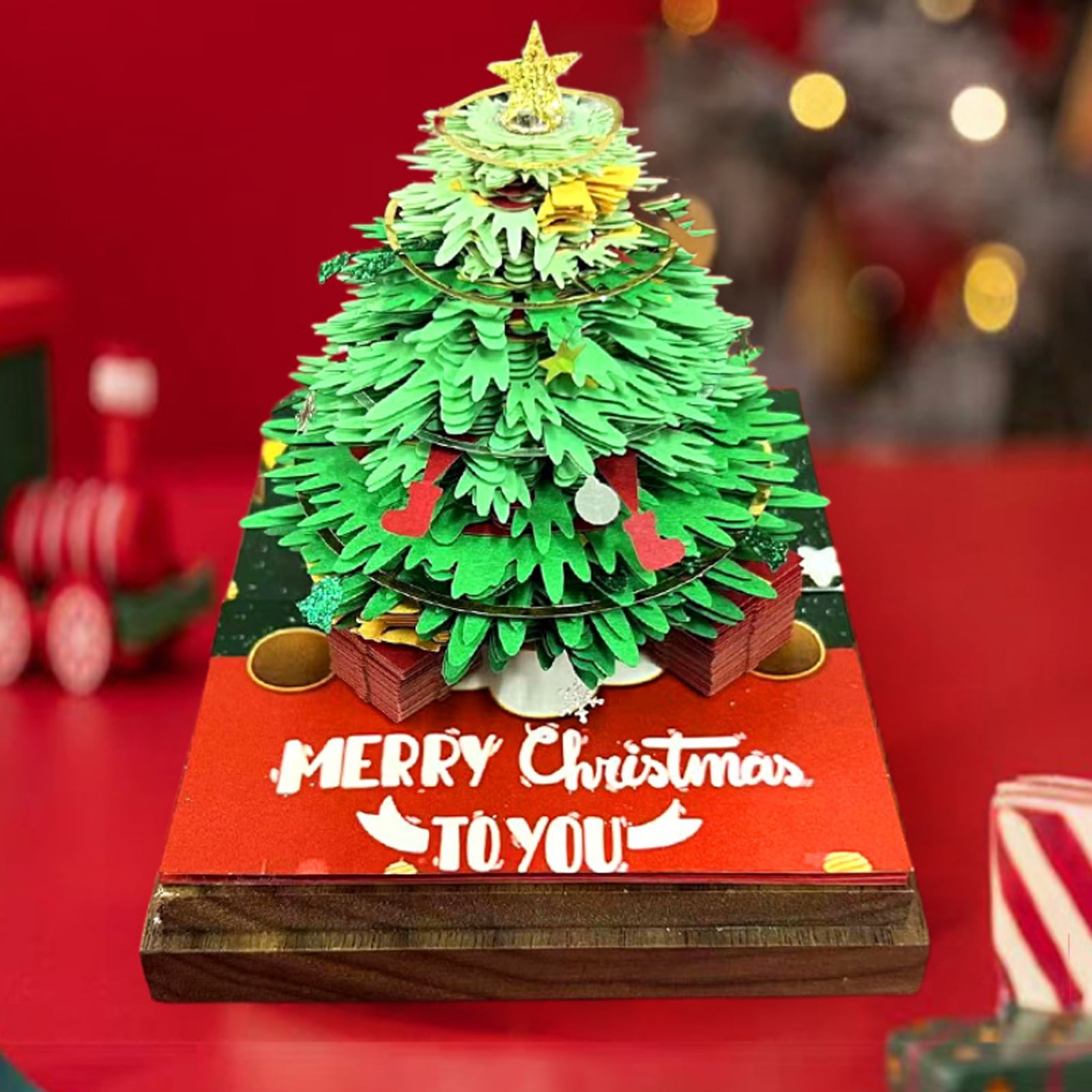 OIUR 3D Christmas Tree Calendar Memo Pad 2026 Desk Time Piece Calendar Tear Away Paper Carving Art DIY Sticky Note Desktop Decoration for Christmas New Year Gifts