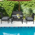 thumbnail image 1 of Gymax Patio Garden 4PC Rattan Wicker Furniture Set Black, 1 of 10