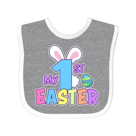 

Inktastic My 1st Easter One with Bunny Ears and Tail Gift Baby Boy or Baby Girl Bib