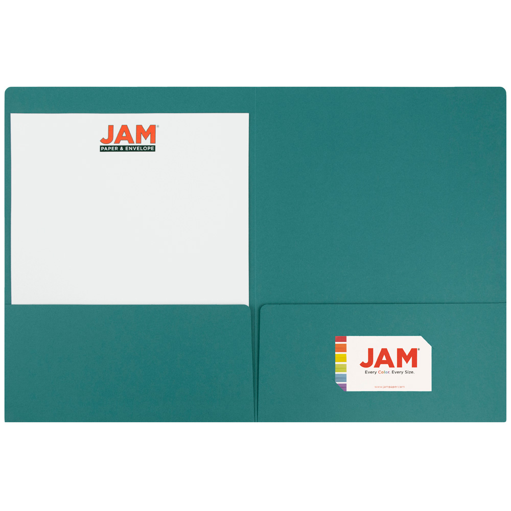 JAM Paper 2 Pocket Matte Cardstock Paper Folder, Teal Blue, 1/Pack