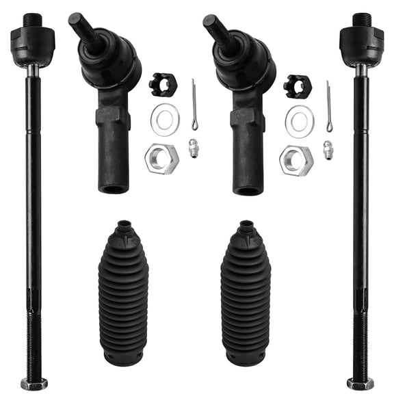 Detroit Axle - 6pc Front Tie Rods Kit for Buick LeSabre Lucerne Park Avenue Riviera Cadillac DTS DeVille Seville Pontiac Bonneville Aurora, 4 Inner Outer Tie Rod Ends 2 Boots Replacement