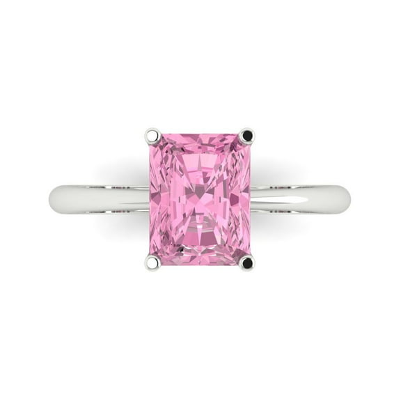 Clara Pucci 14K White Gold 2.5ct Pink Solitaire Ring for Women