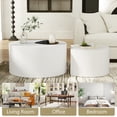 thumbnail image 4 of Round White Coffee Table Set of 2, Modern Wooden Nesting Tables for Living Room, No Assembly Required, Accent Furniture for Bedroom, Balcony, Office, 4 of 7
