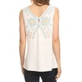 thumbnail image 2 of Sakkas Elita Sleeveless Tank Top Batik Aztec Embroidered Shirt Blouse - White - 1X, 2 of 4
