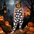 thumbnail image 2 of HGIEYS Halloween Jumpsuit for Girls Spaghetti Strap Wide Leg Ghost Pumpkin Rompers, 2 of 5