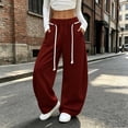 thumbnail image 7 of Wide Leg Lounge Sweatpants for women,Elastic High Waist Drawstring,Solid Color Casual Loose Pants with Side Pockets for Vacation and Travel, 7 of 7