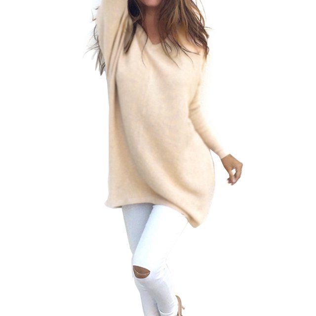 Worallymy suéteres de otoño para mujer con cuello en V liso jerséis de manga larga Tops de invierno blusa suelta Worallymy JD735811618