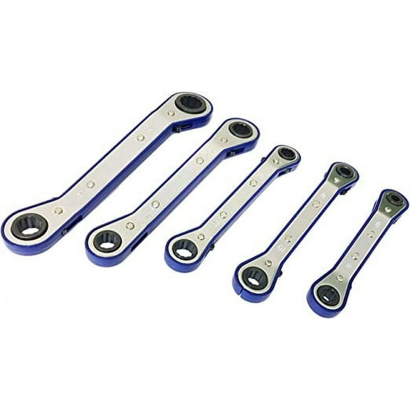 5-Piece Offset Ratcheting Spanners Double Ring Wrenches (SAE Sizes)
