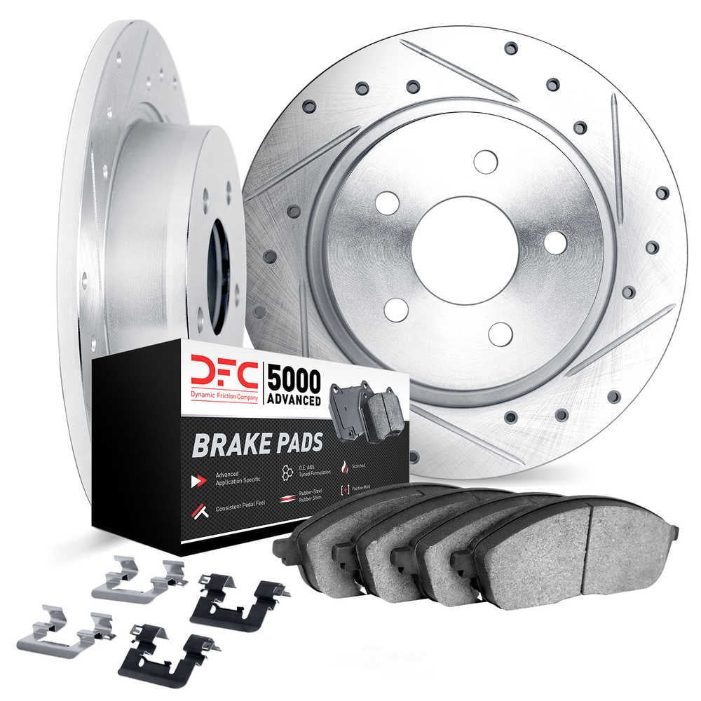 Dynamic Friction Company 7512-03065 DFC Rotors-Drilled and Slotted-Silver with 5000 Advanced Brake